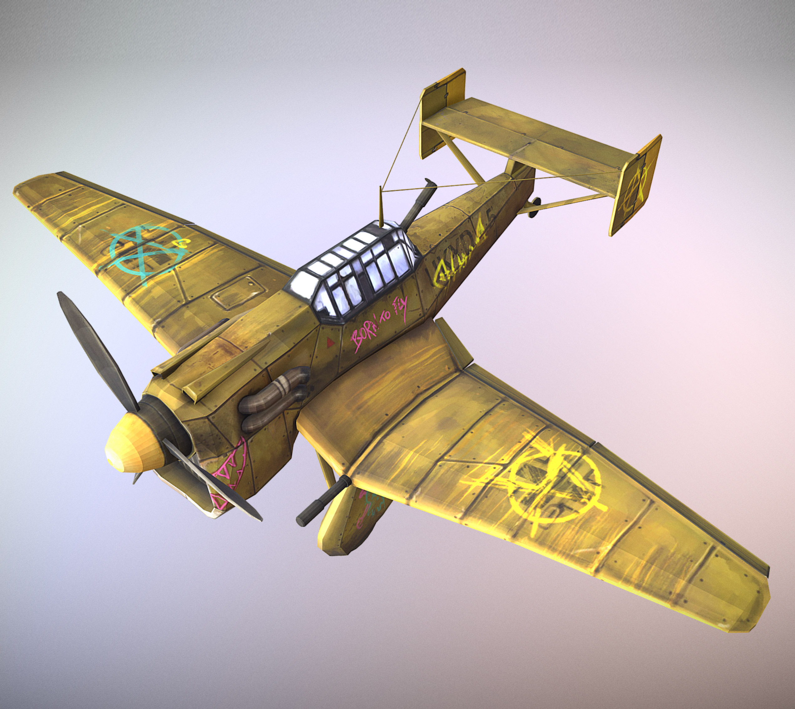 LOW POLY 3D PLANE – Handpainted texture